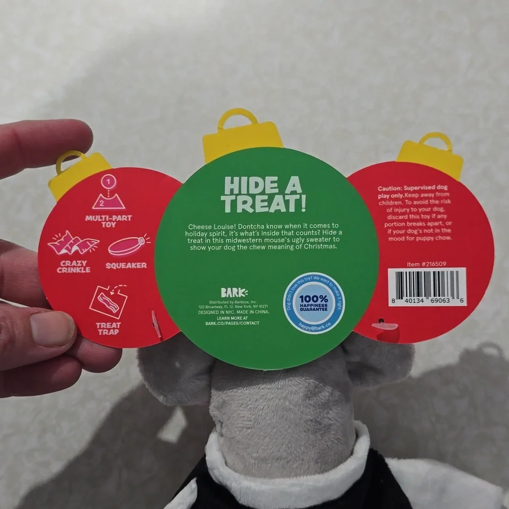 Bark Dog Toy  NWT Ugly Sweater Heather Size Small‎ 0-20 pounds